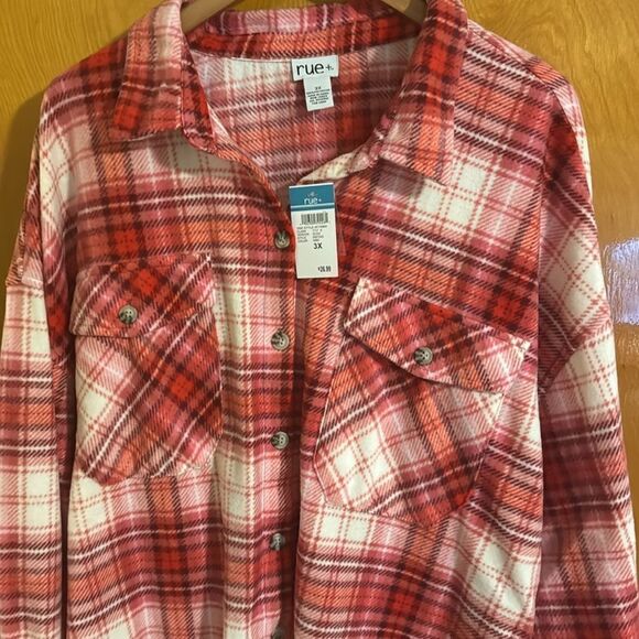 Fleece Shirt Womens 3X Rue21 Red Plaid - Picture 3 of 3